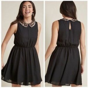 Modcloth Black Sequin Peter Pan Collar Dress - Sz: XS NWOT